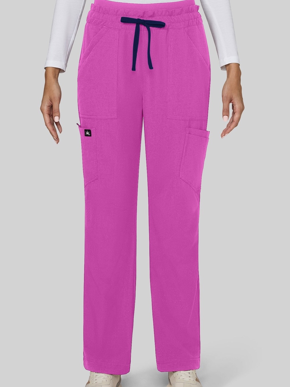 koi Solis Freda Scrub Pants S Hibiscus Pink Wide Leg Cargo ExoFlex Ripstop